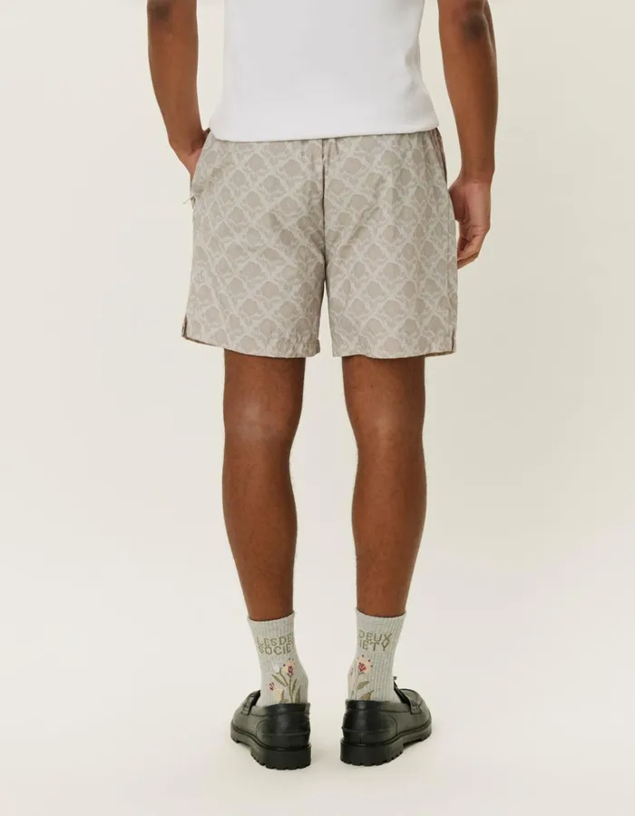 Men Les Deux Shorts Flower Tile Track Shorts 8211 Light SandDark Sand