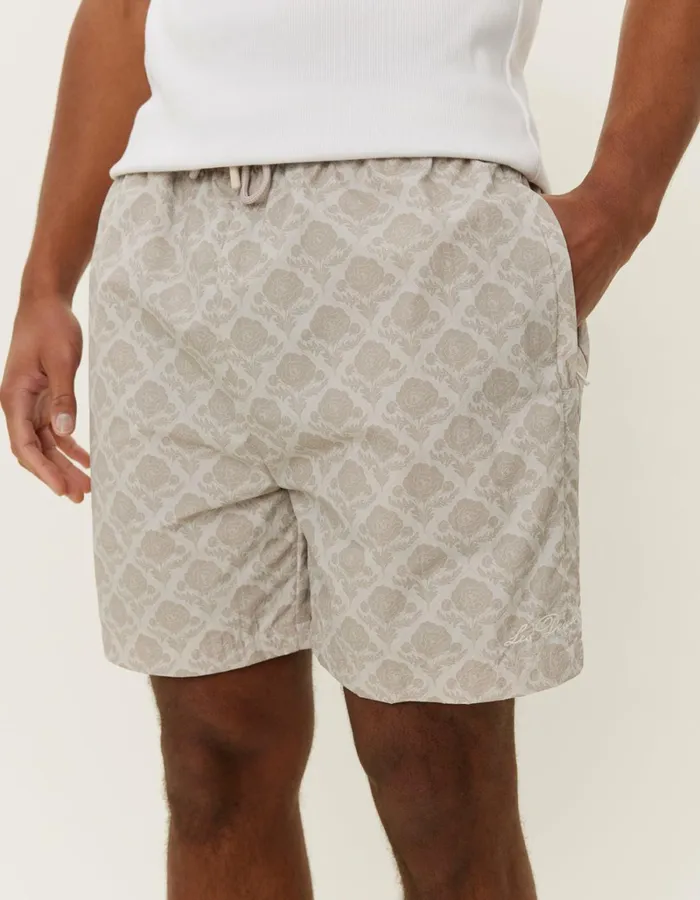 Men Les Deux Shorts Flower Tile Track Shorts 8211 Light SandDark Sand