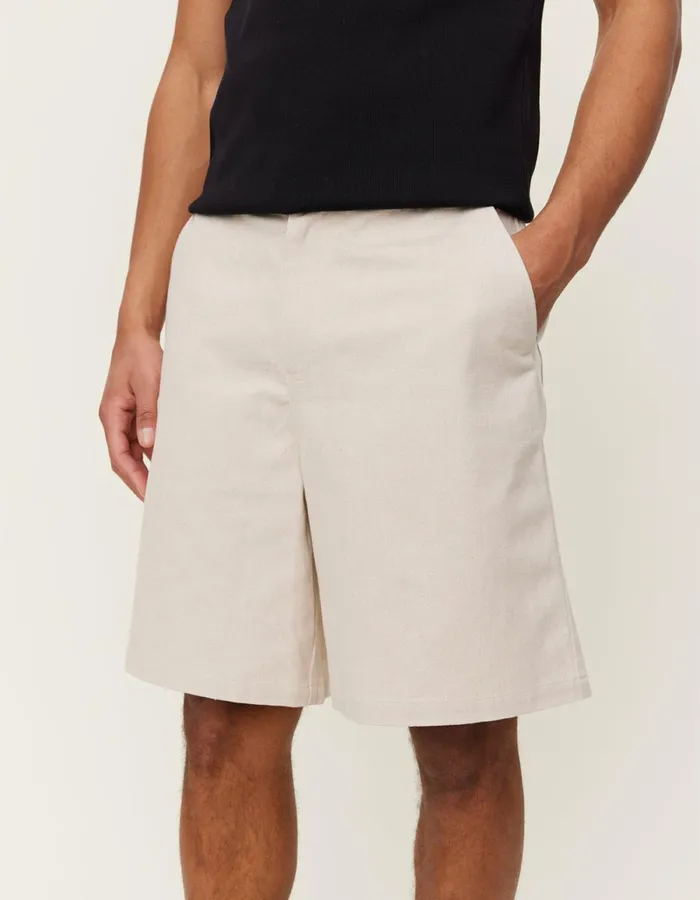 Men Les Deux Shorts Johnny Casual Slub Twill Shorts 8211 Ivory