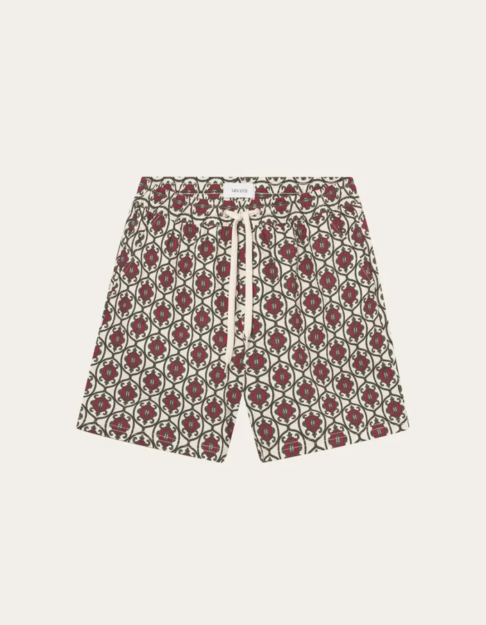 Men Les Deux Shorts Ornament AOP Swim Shorts 8211 IvoryChive Green