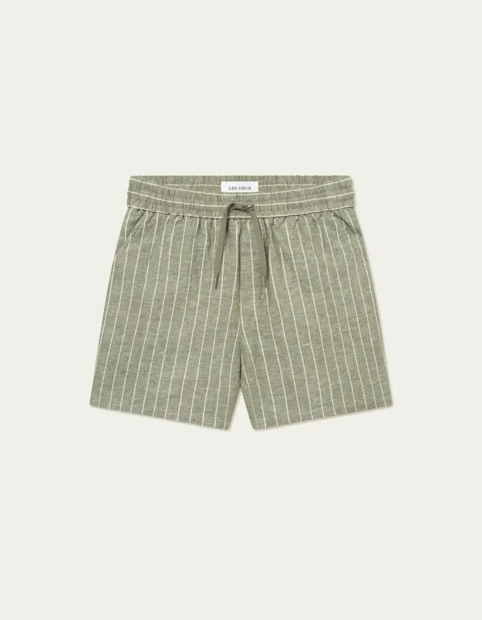 Men Les Deux Shorts Otto Linen Shorts 8211 Lichen GreenLight Ivory