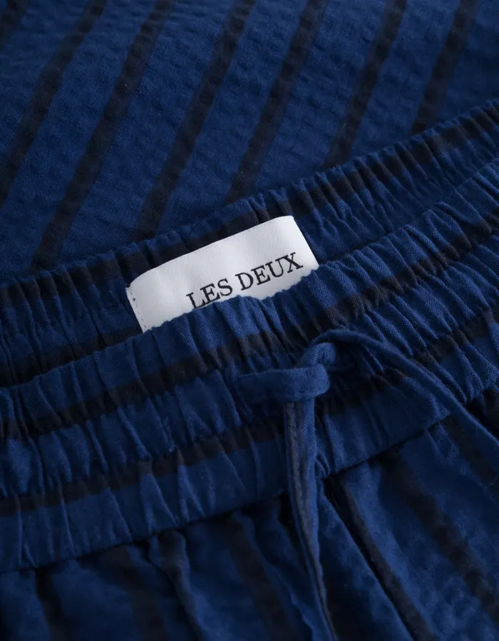Men Les Deux Shorts Patrick Seersucker Shorts 8211 BlueprintDark Navy