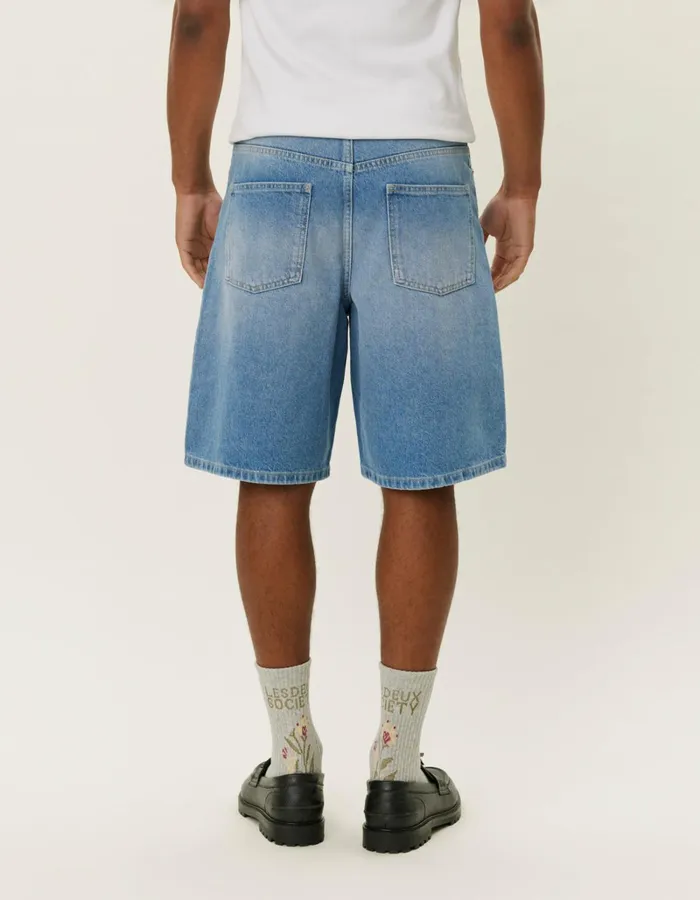 Men Les Deux Shorts Ryder Washed Denim Shorts 8211 Light Blue Wash