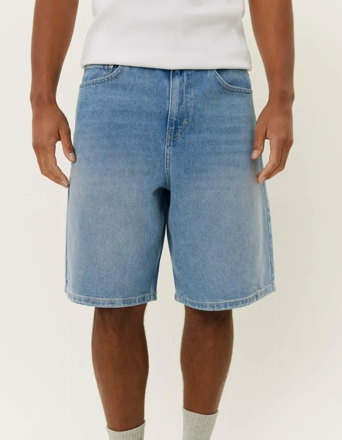 Men Les Deux Shorts Ryder Washed Denim Shorts 8211 Light Blue Wash