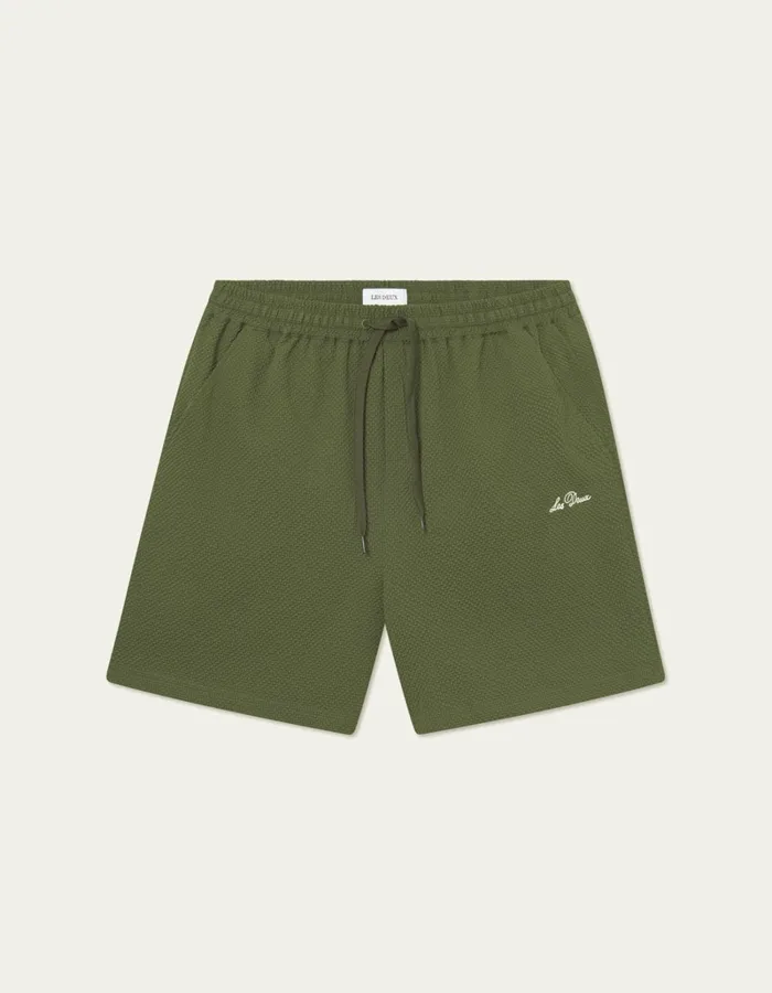 Men Les Deux Shorts Stan Seersucker Swim Shorts 20 8211 Chive Green