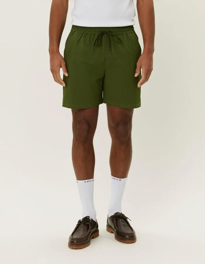 Men Les Deux Shorts Stan Seersucker Swim Shorts 20 8211 Chive Green