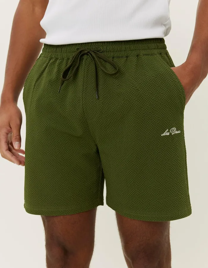 Men Les Deux Shorts Stan Seersucker Swim Shorts 20 8211 Chive Green