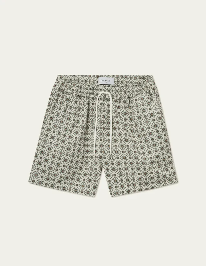 Men Les Deux Shorts Tapestry Shorts 8211 IvoryLight Jade Green