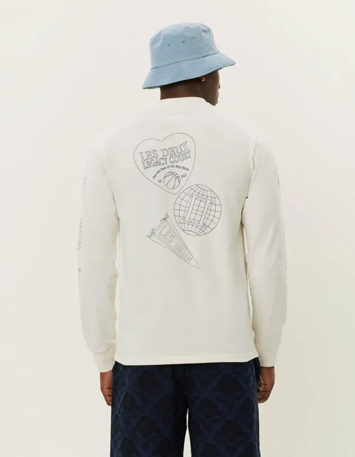 Men Les Deux Tshirts Atlas LS TShirt 8211 Ivory