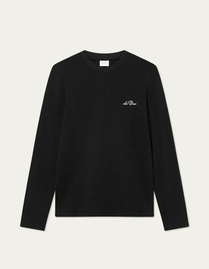 Men Les Deux Tshirts Crew LS TShirt 8211 BlackLight Ivory