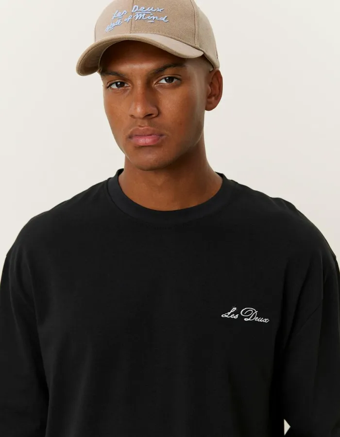 Men Les Deux Tshirts Crew LS TShirt 8211 BlackLight Ivory