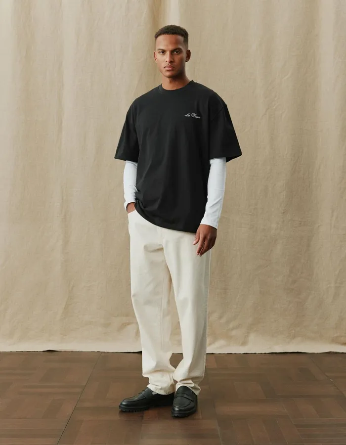Men Les Deux Tshirts Crew TShirt 8211 BlackWhite
