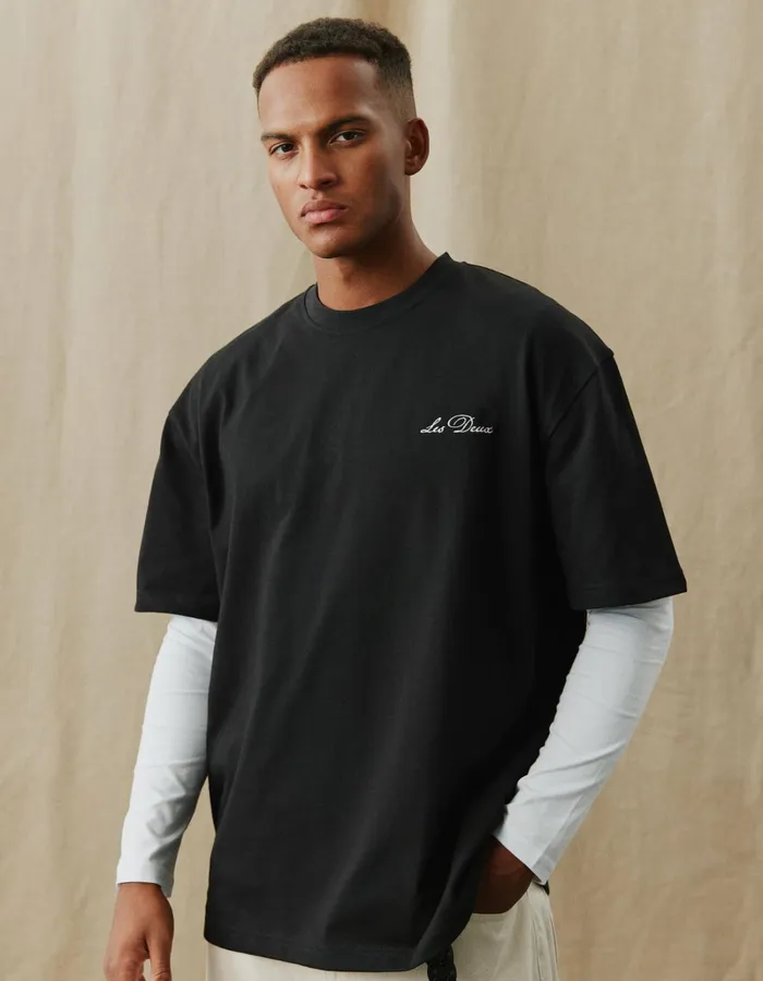 Men Les Deux Tshirts Crew TShirt 8211 BlackWhite