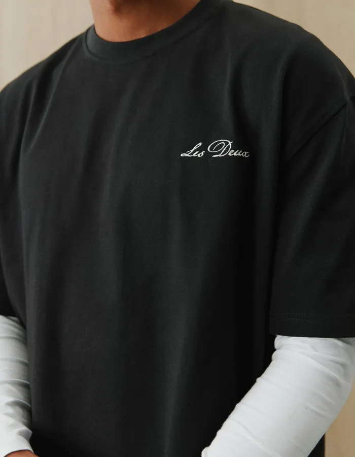 Men Les Deux Tshirts Crew TShirt 8211 BlackWhite