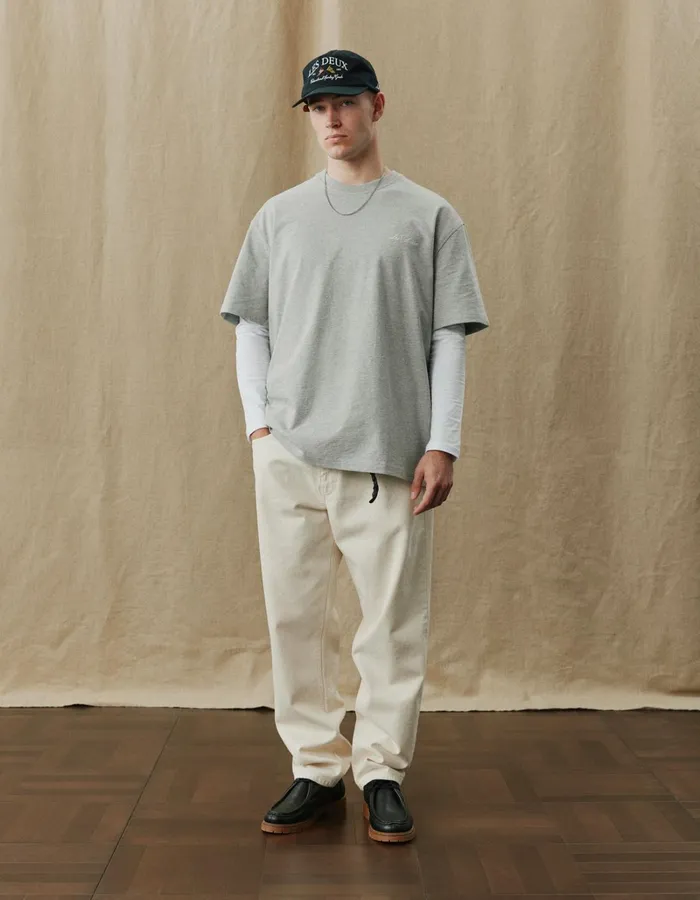 Men Les Deux Tshirts Crew TShirt 8211 Grey MelangeWhite