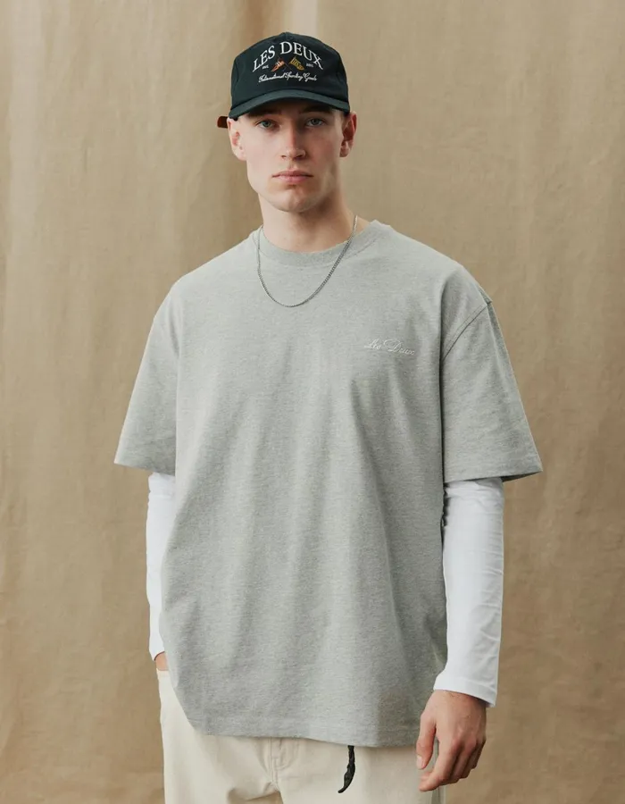Men Les Deux Tshirts Crew TShirt 8211 Grey MelangeWhite