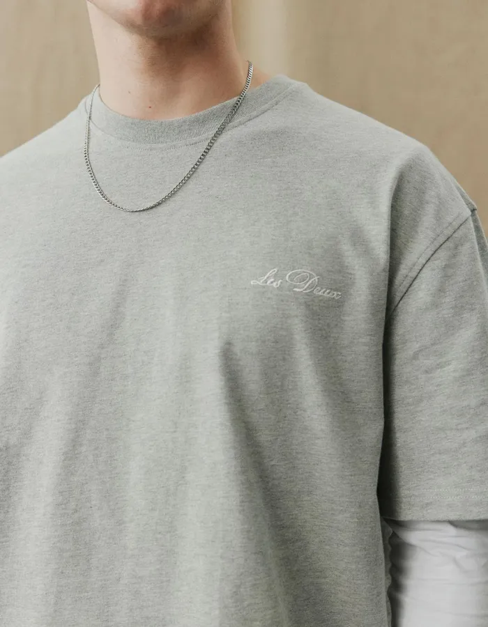 Men Les Deux Tshirts Crew TShirt 8211 Grey MelangeWhite