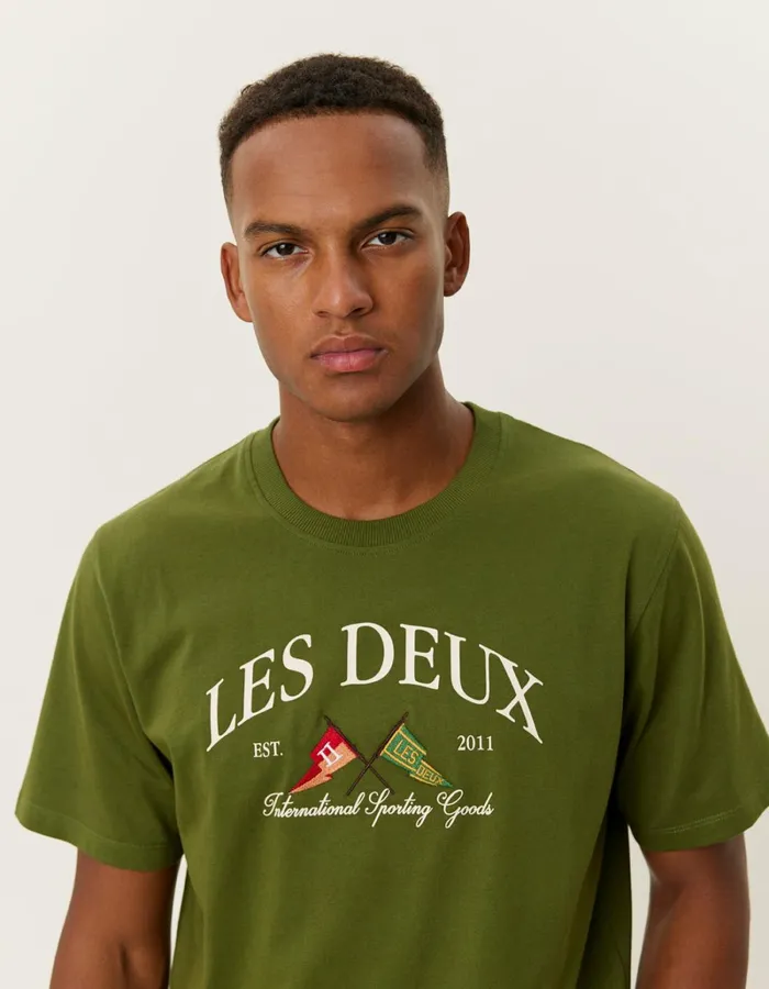 Men Les Deux Tshirts Ivy League TShirt 8211 Chive Green
