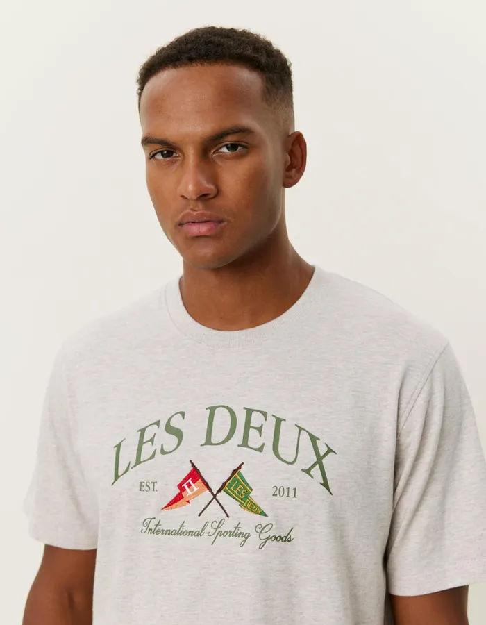 Men Les Deux Tshirts Ivy League TShirt 8211 Oatmeal Mlange