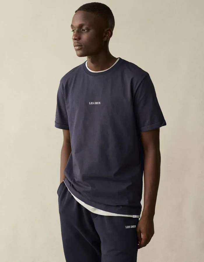 Men Les Deux Tshirts Lens TShirt 8211 Dark NavyWhite