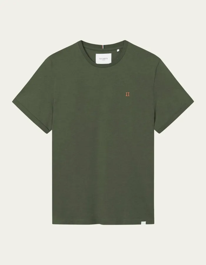 Men Les Deux Tshirts Norregaard TShirt 8211 Seasonal 8211 Dark OliveOrange