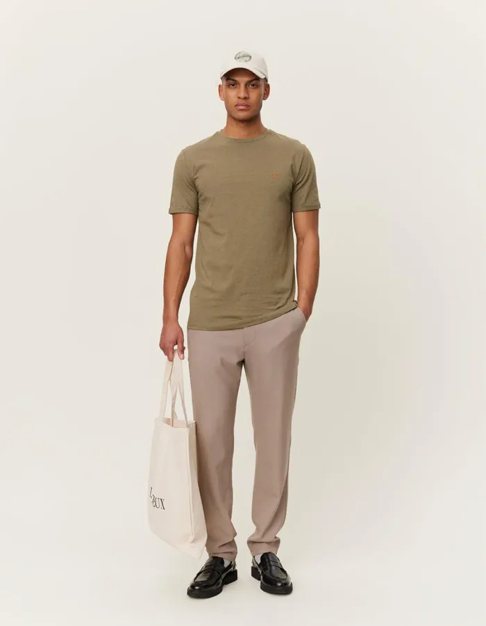 Men Les Deux Tshirts Norregaard TShirt 8211 Seasonal 8211 Surplus Green MelangeOrange