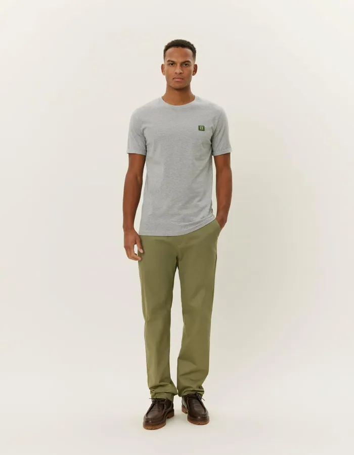 Men Les Deux Tshirts Piece TShirt 8211 Light Grey MelangeChive Green