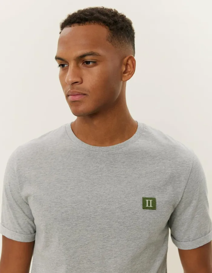 Men Les Deux Tshirts Piece TShirt 8211 Light Grey MelangeChive Green