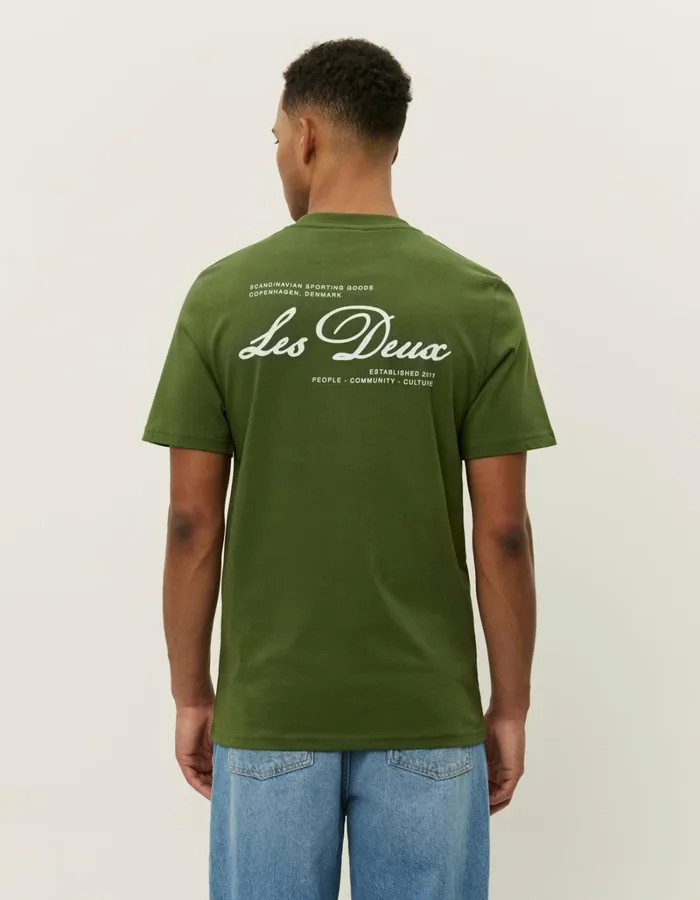 Men Les Deux Tshirts Scandinavian TShirt 8211 Chive GreenWhite