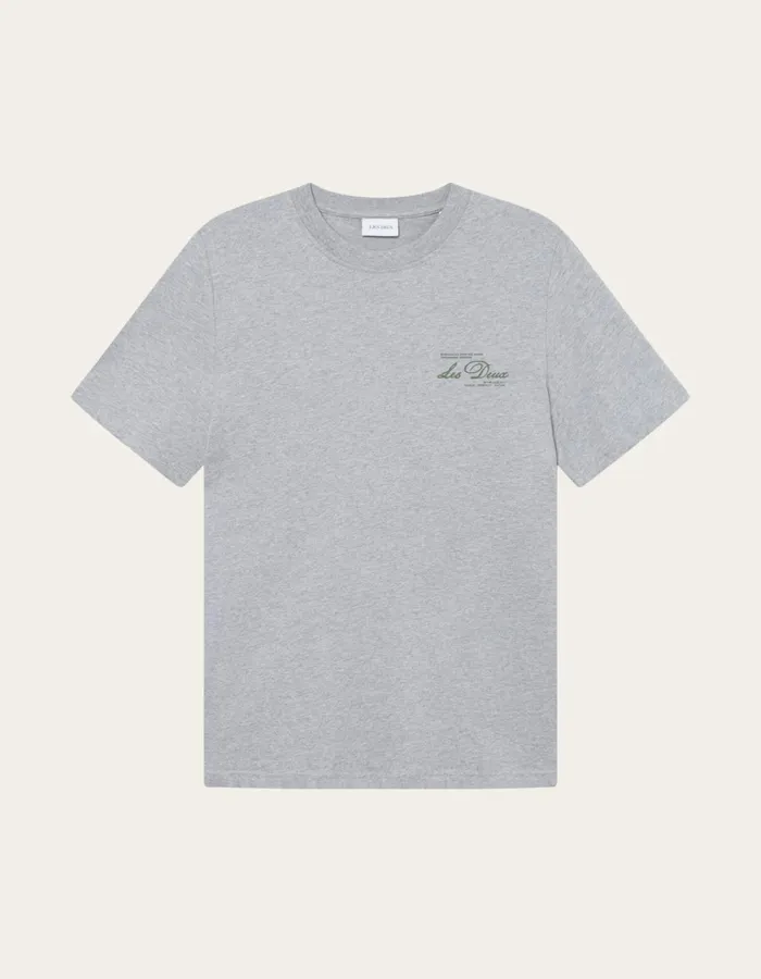 Men Les Deux Tshirts Scandinavian TShirt 8211 Light Grey MelangeChive Green