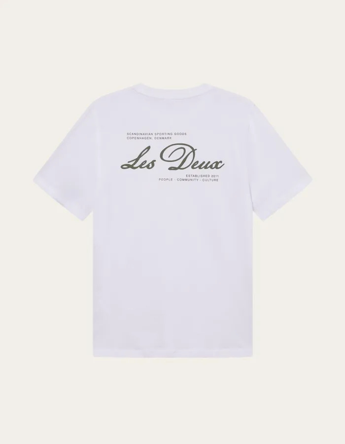 Men Les Deux Tshirts Scandinavian TShirt 8211 WhiteChive Green
