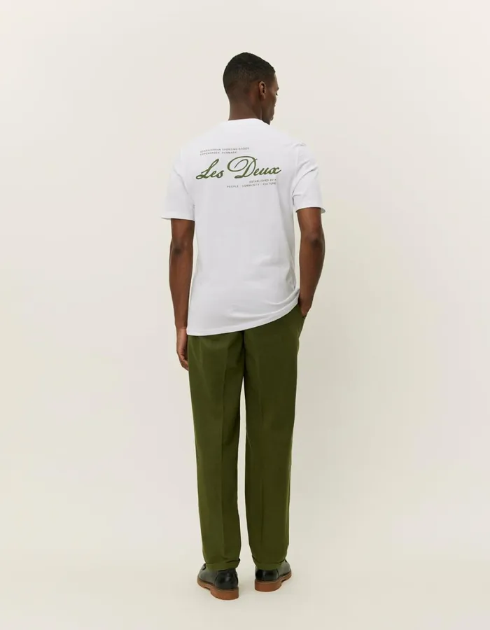 Men Les Deux Tshirts Scandinavian TShirt 8211 WhiteChive Green