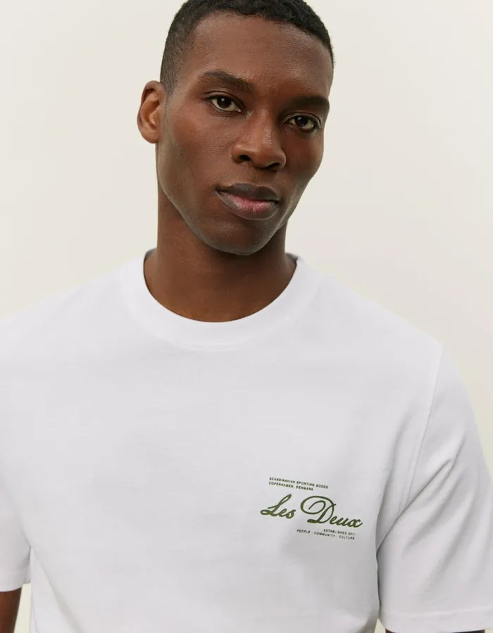 Men Les Deux Tshirts Scandinavian TShirt 8211 WhiteChive Green
