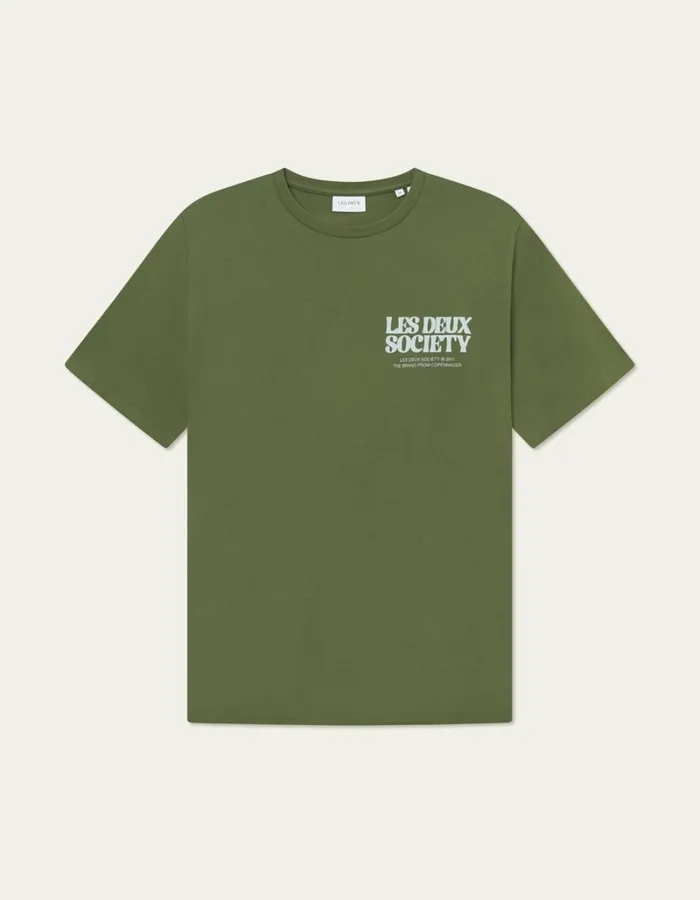 Men Les Deux Tshirts Society TShirt 8211 Chive GreenSmoke Green