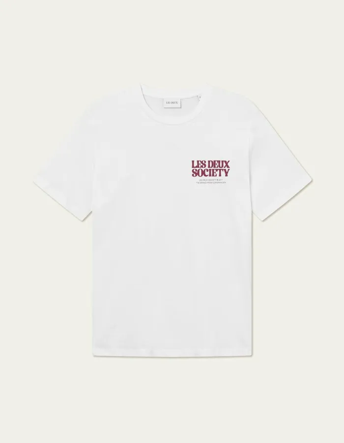 Men Les Deux Tshirts Society TShirt 8211 WhiteBeet Red