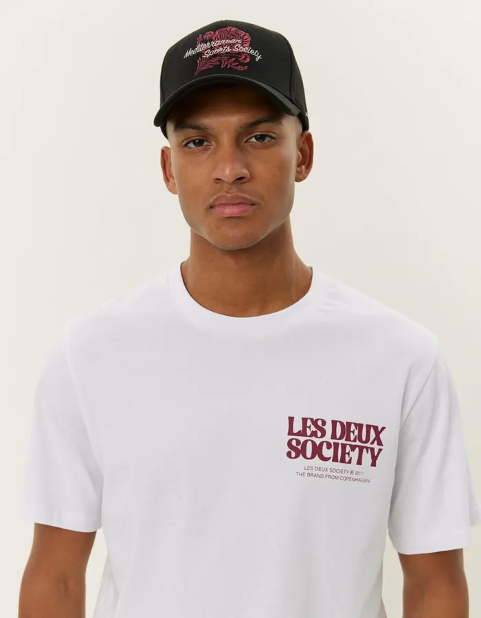 Men Les Deux Tshirts Society TShirt 8211 WhiteBeet Red