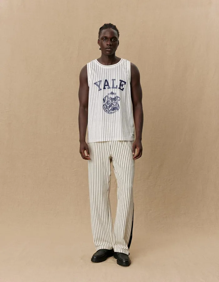 Men Les Deux Tshirts Yale Printed Mesh Tanktop 8211 IvoryDark Navy