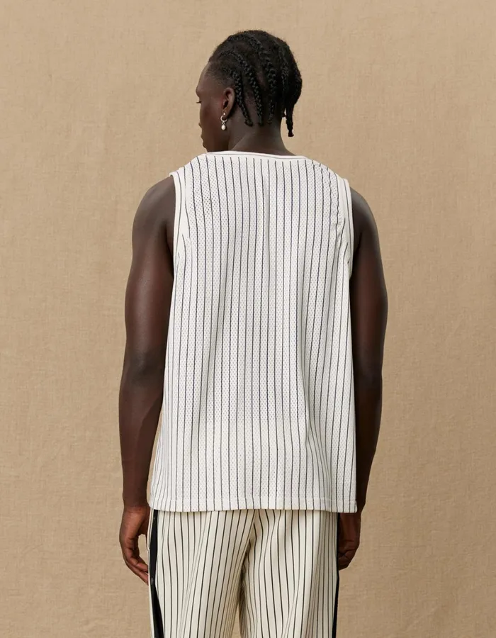 Men Les Deux Tshirts Yale Printed Mesh Tanktop 8211 IvoryDark Navy
