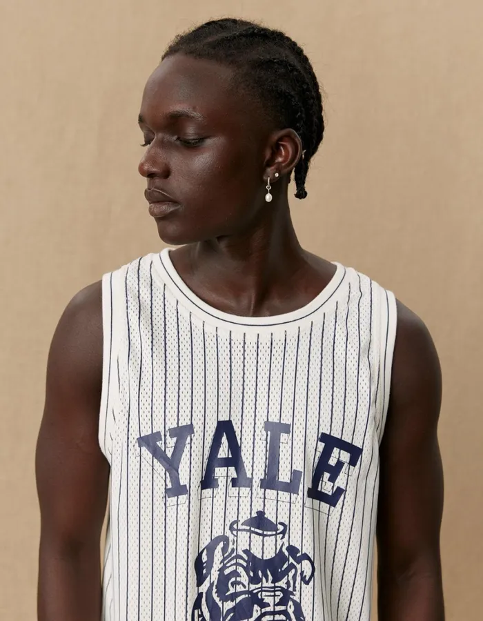 Men Les Deux Tshirts Yale Printed Mesh Tanktop 8211 IvoryDark Navy