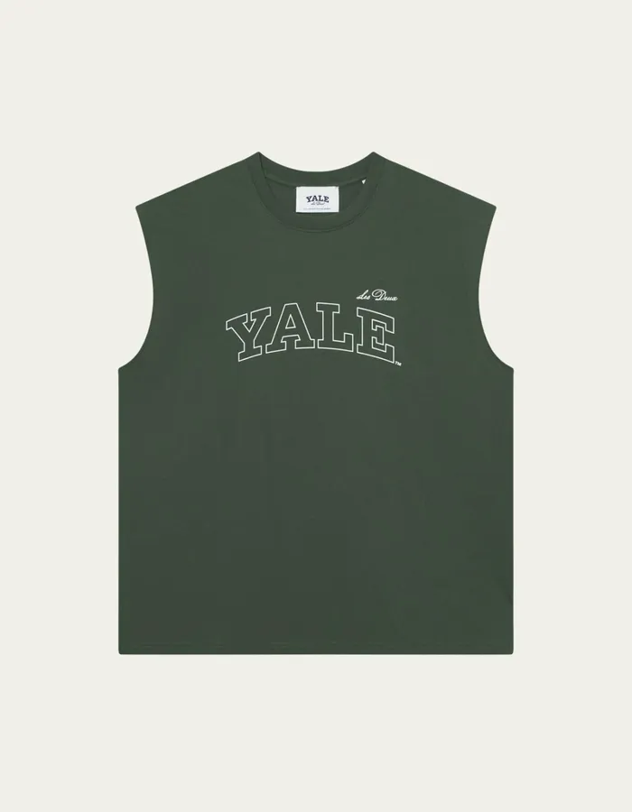Men Les Deux Tshirts Yale Sleeveless TShirt 8211 Duffel Bag GreenIvory