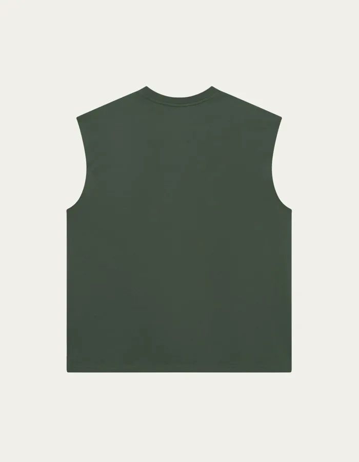 Men Les Deux Tshirts Yale Sleeveless TShirt 8211 Duffel Bag GreenIvory