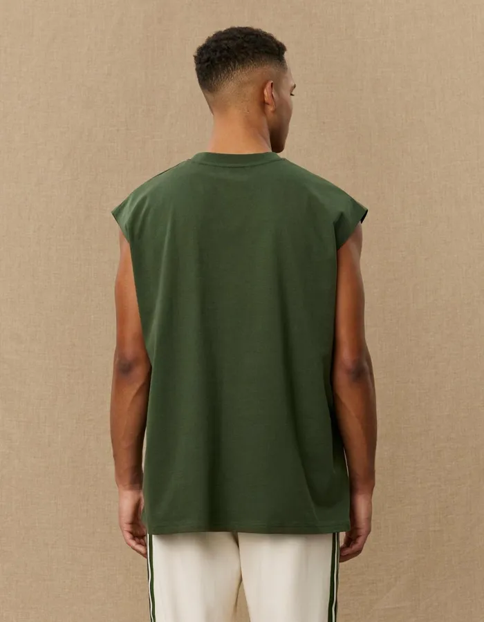 Men Les Deux Tshirts Yale Sleeveless TShirt 8211 Duffel Bag GreenIvory