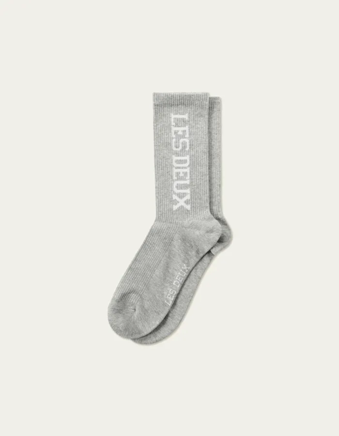 Men Les Deux Underwear Les Deux Vertigo 2Pack Rib Socks 8211 Light Grey MelangeWhite