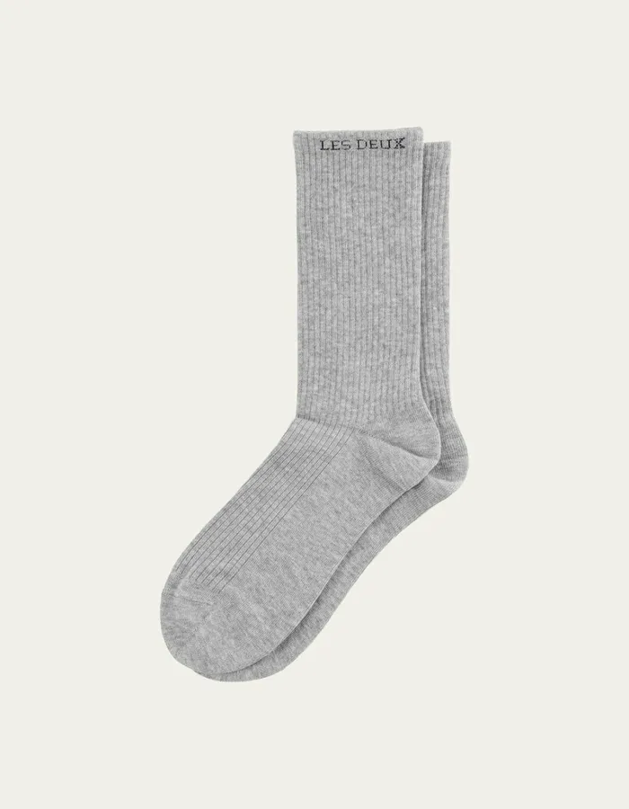 Men Les Deux Underwear Wilfred Socks 8211 2Pack 8211 Light Grey MelangeBlack