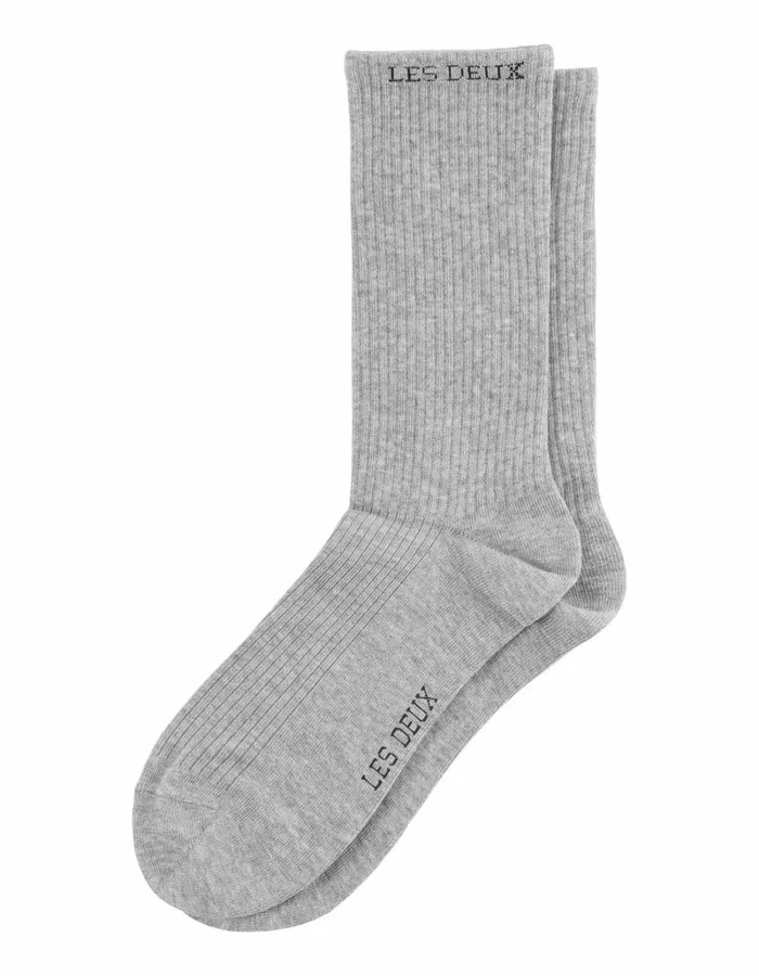 Men Les Deux Underwear Wilfred Socks 8211 2Pack 8211 Light Grey MelangeBlack