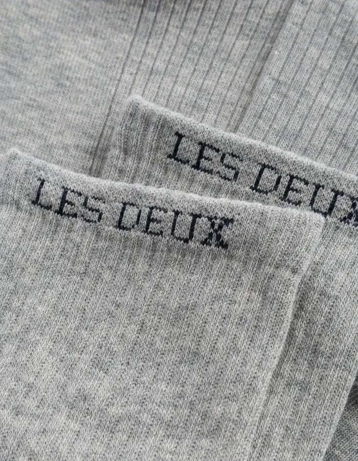 Men Les Deux Underwear Wilfred Socks 8211 2Pack 8211 Light Grey MelangeBlack