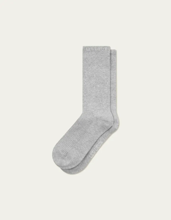 Men Les Deux Underwear Wilfred Socks 8211 2Pack 8211 Light Grey MelangeWhite