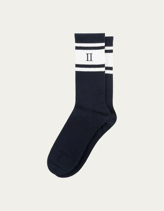 Men Les Deux Underwear William Stripe 2Pack Socks 8211 Dark NavyOff White