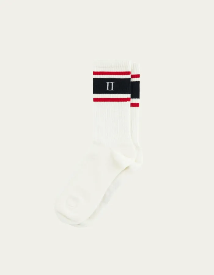 Men Les Deux Underwear William Stripe 2Pack Socks 8211 Off WhiteNavy Red