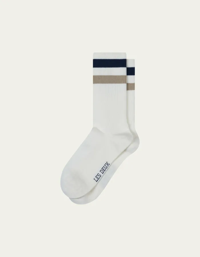 Men Les Deux Underwear Woods Rib Stripe Socks 8211 2Pack 8211 Off WhiteMidnight Blue